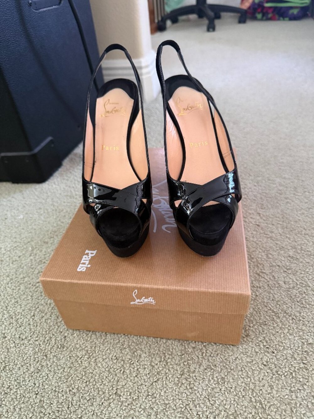 Christian Louboutin Black Chuncky Heels